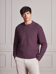 Purple Signature Lambswool Rib Crew Neck Jumper - Image 3 of 9