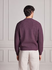 Purple Signature Lambswool Rib Crew Neck Jumper - Image 4 of 9