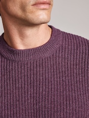 Purple Signature Lambswool Rib Crew Neck Jumper - Image 5 of 9