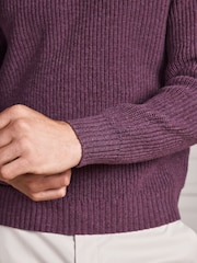 Purple Signature Lambswool Rib Crew Neck Jumper - Image 6 of 9