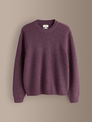 Purple Signature Lambswool Rib Crew Neck Jumper - Image 7 of 9