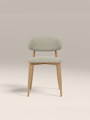 Cult Furniture Set of 2 Speckled Stone  Oak Halston Fabric Dining Chairs - Image 3 of 7
