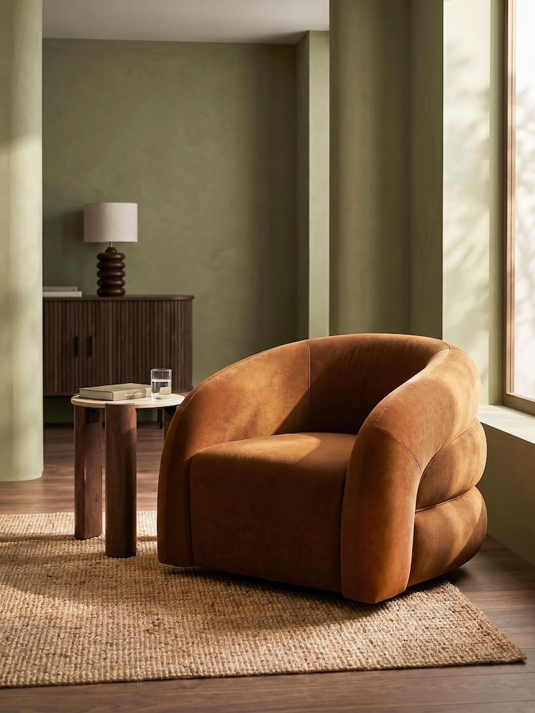 Cult Furniture Caramel Brown Chaplin Velvet Swivel Accent Chair - Image 1 of 8 Cult Furniture Caramel Brown Chaplin Velvet Swivel Accent Chair - Image 1 of 8