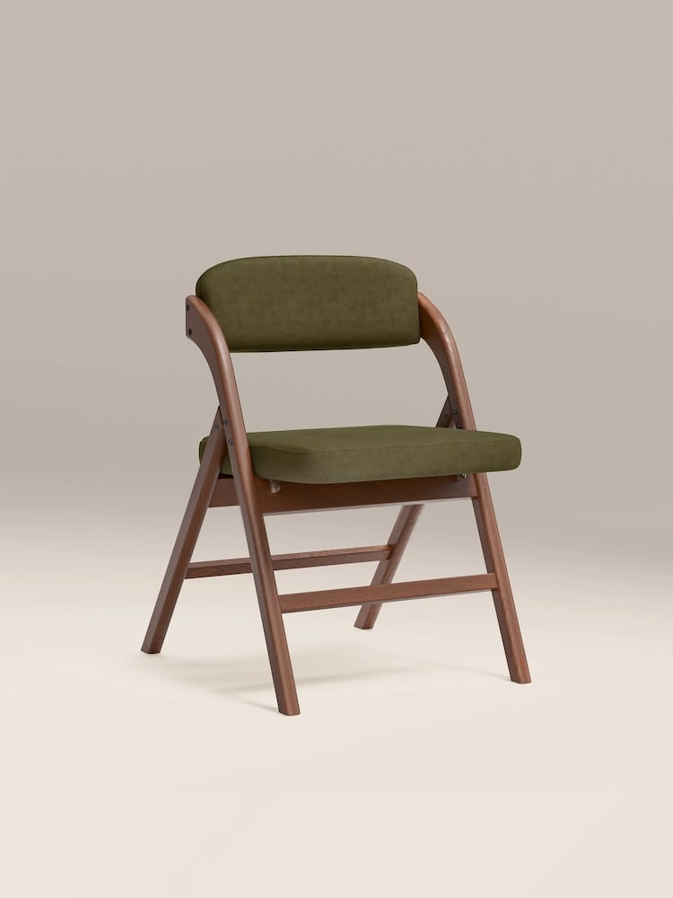 Cult Furniture Moss Green Velvet Nomad Folding Dining Chair - Image 2 of 9