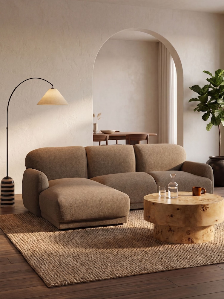 Cult Furniture Speckled Cappuccino Cloud Boucle Left Hand Chaise Sofa - Image 1 of 8 Cult Furniture Speckled Cappuccino Cloud Boucle Left Hand Chaise Sofa - Image 1 of 8