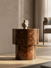 Cult Furniture Walnut Dalton Round Wooden Side Table - Image 1 of 7
