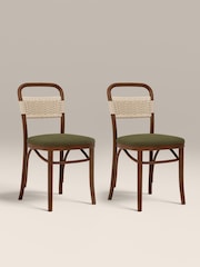 Cult Furniture Set of 2 Olive Green Caleb Wooden And Weave Dining Chairs - Image 2 of 8