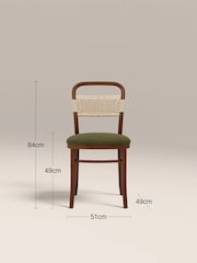 Cult Furniture Set of 2 Olive Green Caleb Wooden And Weave Dining Chairs - Image 3 of 8