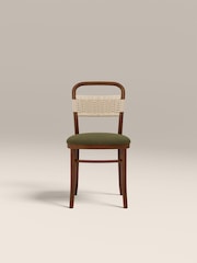 Cult Furniture Set of 2 Olive Green Caleb Wooden And Weave Dining Chairs - Image 4 of 8