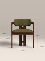Cult Furniture Moss Green Hallie Velvet Carver Dining Chair - Image 4 of 8