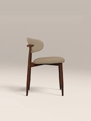 Cult Furniture Set of 2 Latte  Walnut Halston Fabric Dining Chairs - Image 5 of 8