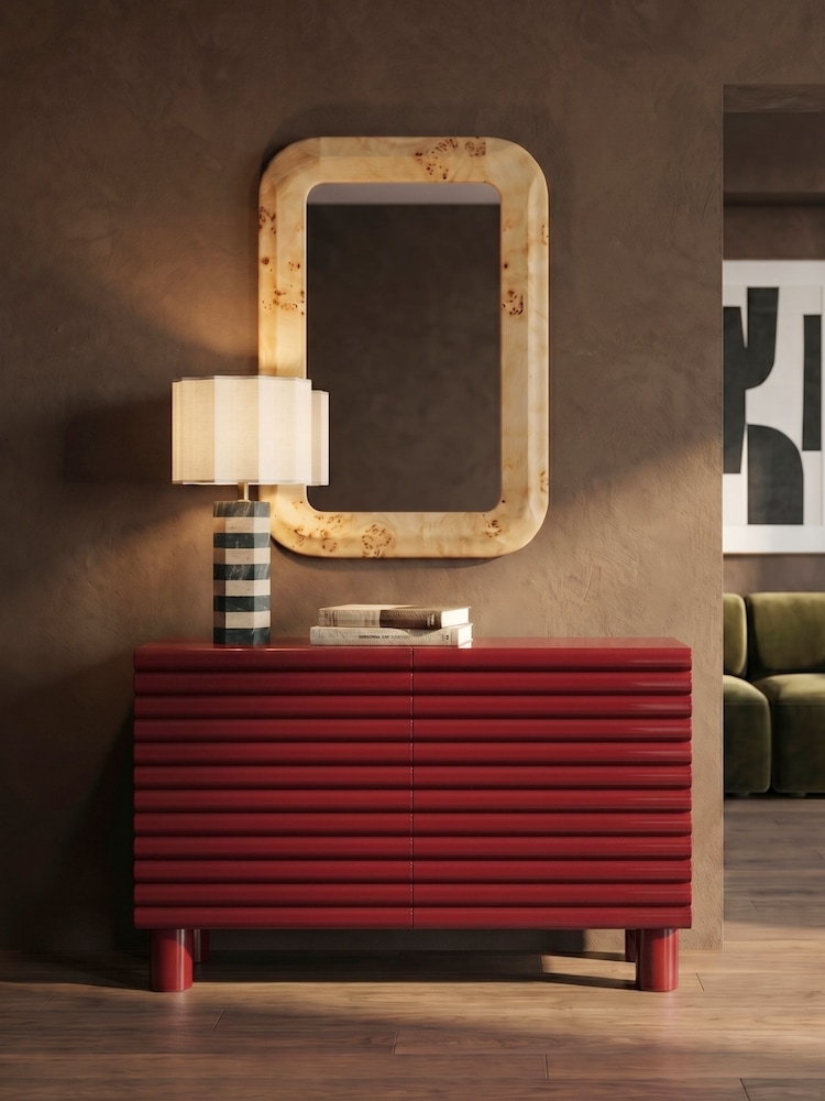 Cult Furniture High Gloss Burgundy Raphael 2 Door Sideboard - Image 1 of 7 Cult Furniture High Gloss Burgundy Raphael 2 Door Sideboard - Image 1 of 7