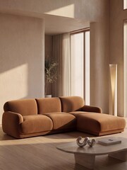 Cult Furniture Caramel Brown Cloud Velvet Right Hand Chaise Sofa - Image 1 of 8