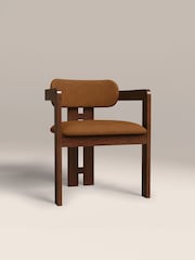Cult Furniture Caramel Brown Hallie Velvet Carver Dining Chair - Image 2 of 8