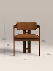 Cult Furniture Caramel Brown Hallie Velvet Carver Dining Chair - Image 3 of 8