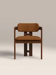 Cult Furniture Caramel Brown Hallie Velvet Carver Dining Chair - Image 4 of 8
