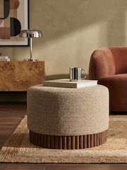 Cult Furniture Speckled Cappuccino Oberon Boucle Footstool - Image 1 of 5