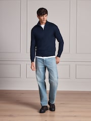 Navy Blå - Merino Wool Signature Quarter Zip Jumper - Bild 2 av 9