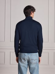 Navy Blå - Merino Wool Signature Quarter Zip Jumper - Bild 3 av 9