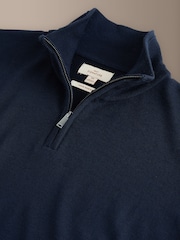 Navy Blå - Merino Wool Signature Quarter Zip Jumper - Bild 9 av 9