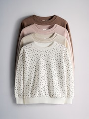 The Set 4 Pack Relaxed Crew Neck Sweatshirts Pink/Cream/Light Brown/Chocolate Brown - Image 1 of 7