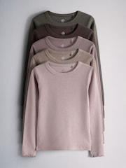 Rose/Violet/MARRON CHOCOLAT - The Set 5 Pack t-shirts côtelés en jersey - Image 1 sur 8