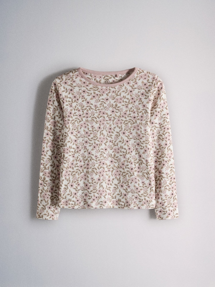 The Set 5 Pack Cotton Jersey Long Sleeve Snuggle Pyjamas Pink/Cream/Ditsy Print/Stripe - Image 2 of 13