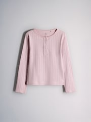 The Set 2 Pack Rib Jersey Long Sleeve Button Through Top and Wide Leg Pyjamas - Imagen 2 de 7