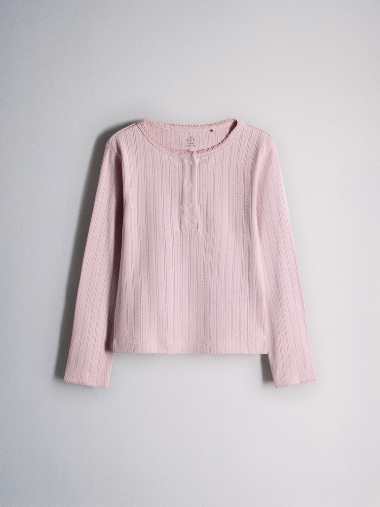 The Set 2 Pack Rib Jersey Long Sleeve Button Through Top and Wide Leg Pyjamas - Imagen 2 de 7 The Set 2 Pack Rib Jersey Long Sleeve Button Through Top and Wide Leg Pyjamas - Imagen 2 de 7