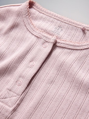 The Set 2 Pack Rib Jersey Long Sleeve Button Through Top and Wide Leg Pyjamas - Imagen 6 de 7
