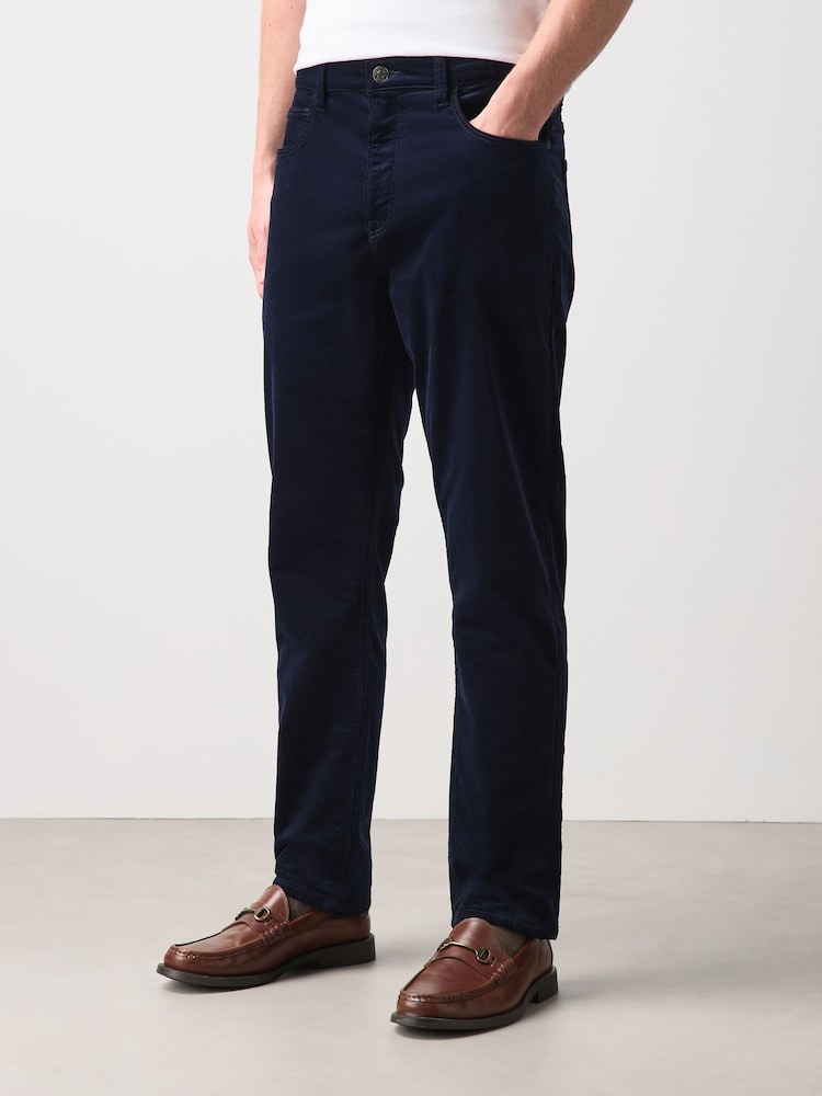 Navy Slim Fit Motionflex Cord Trousers - Image 1 of 7 Navy Slim Fit Motionflex Cord Trousers - Image 1 of 7