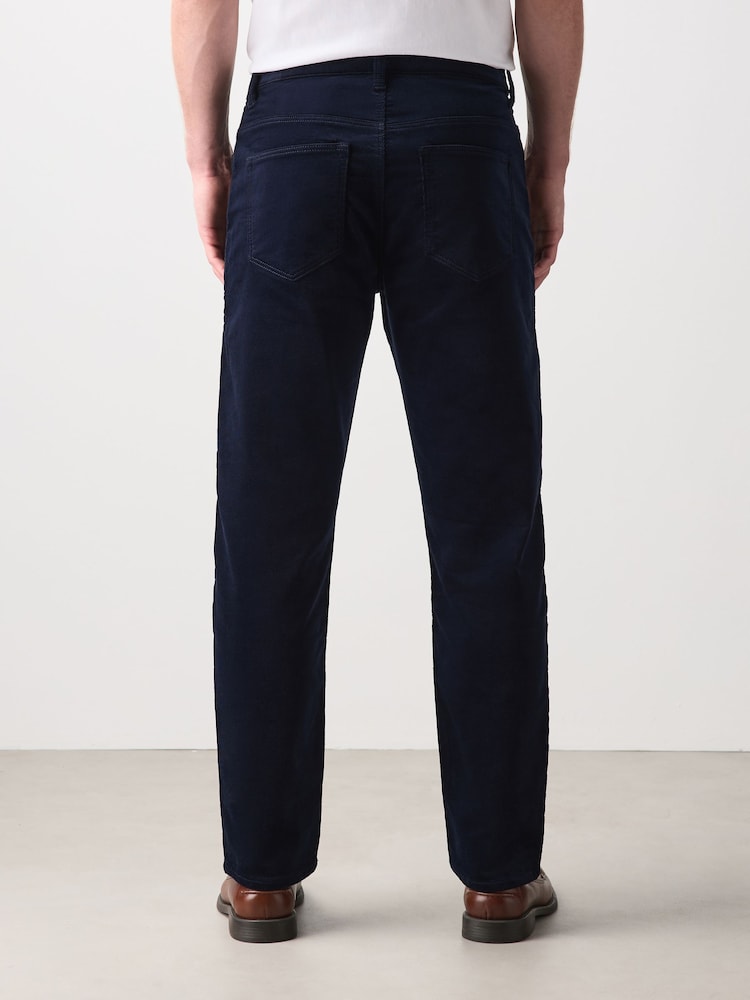 Navy Slim Fit Motionflex Cord Trousers - Image 2 of 7 Navy Slim Fit Motionflex Cord Trousers - Image 2 of 7