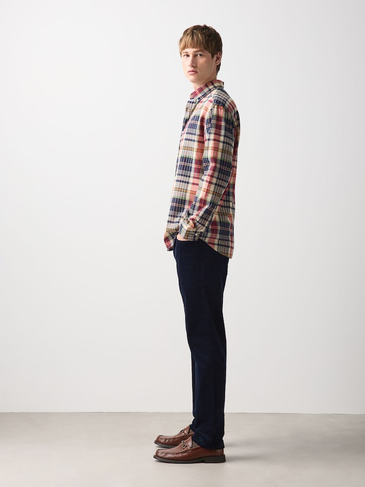 Navy Slim Fit Motionflex Cord Trousers - Image 7 of 7 Navy Slim Fit Motionflex Cord Trousers - Image 7 of 7