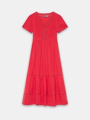Mint Velvet Red Cotton Short Sleeve Midi Dress - Image 7 of 8