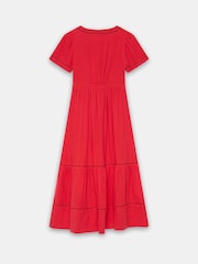 Mint Velvet Red Cotton Short Sleeve Midi Dress - Image 8 of 8