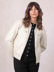 Lakeland Leather White Forswick Racer Jacket - Image 1 of 7