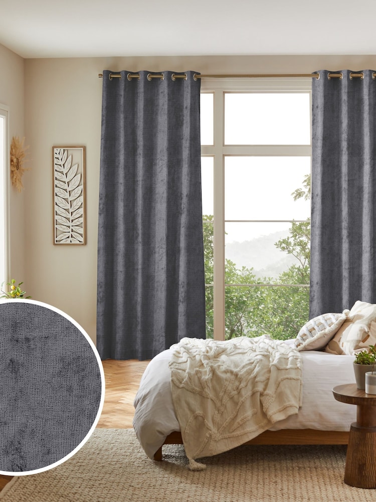 Charcoal Grey Plush Chenille Made to Measure Curtains - Image 1 of 9