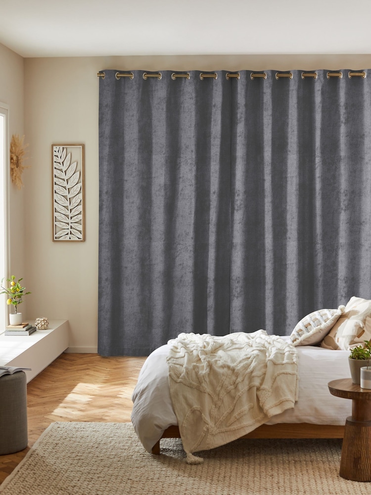 Charcoal Grey Plush Chenille Made to Measure Curtains - Image 2 of 9