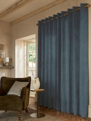 Navy Blue Plush Chenille Made to Measure Curtains - Image 2 of 9