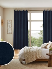 Navy Blue Soft Touch Chenille Made to Measure Curtains - Image 1 of 9