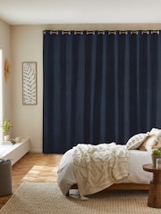 Navy Blue Soft Touch Chenille Made to Measure Curtains - Image 2 of 9