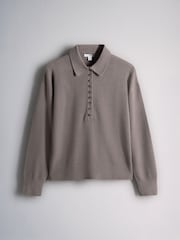 The Set 2 Pack Soft Knit Long Sleeve Polo Jumpers Mink Brown/Light Pink - Image 10 of 12