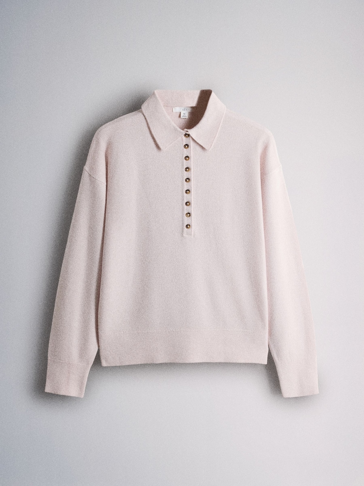 The Set 2 Pack Soft Knit Long Sleeve Polo Jumpers Mink Brown/Light Pink - Image 2 of 5