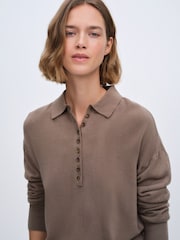 The Set 2 Pack Soft Knit Long Sleeve Polo Jumpers Mink Brown/Light Pink - Image 7 of 12