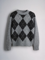 The Set Fluffy Crew Neck Jumper Grey - Image 1 of 3
