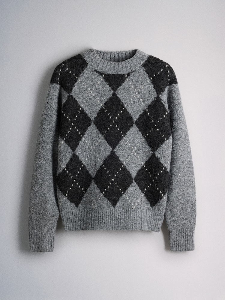 The Set Fluffy Crew Neck Jumper Grey - Image 1 of 3 The Set Fluffy Crew Neck Jumper Grey - Image 1 of 3