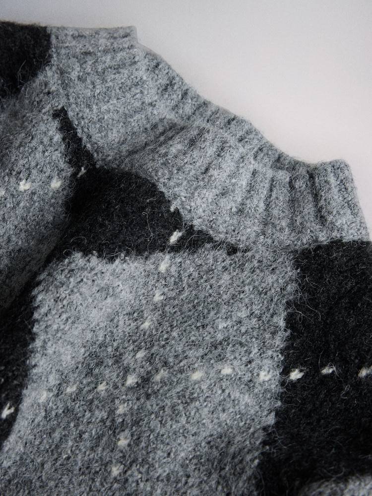 The Set Fluffy Crew Neck Jumper Grey - Image 2 of 3 The Set Fluffy Crew Neck Jumper Grey - Image 2 of 3