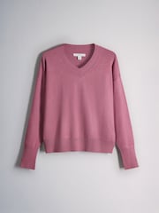 The Set 4 Pack Fine Knit V-Neck Jumpers Rose Pinks/Light Pink/Cream - Image 2 of 7