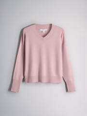 The Set 4 Pack Fine Knit V-Neck Jumpers Rose Pinks/Light Pink/Cream - Image 3 of 7