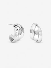 Nuanță argintie - Jon Richard Multirow Molten Hoop Earrings - Imaginea 3 din 3
